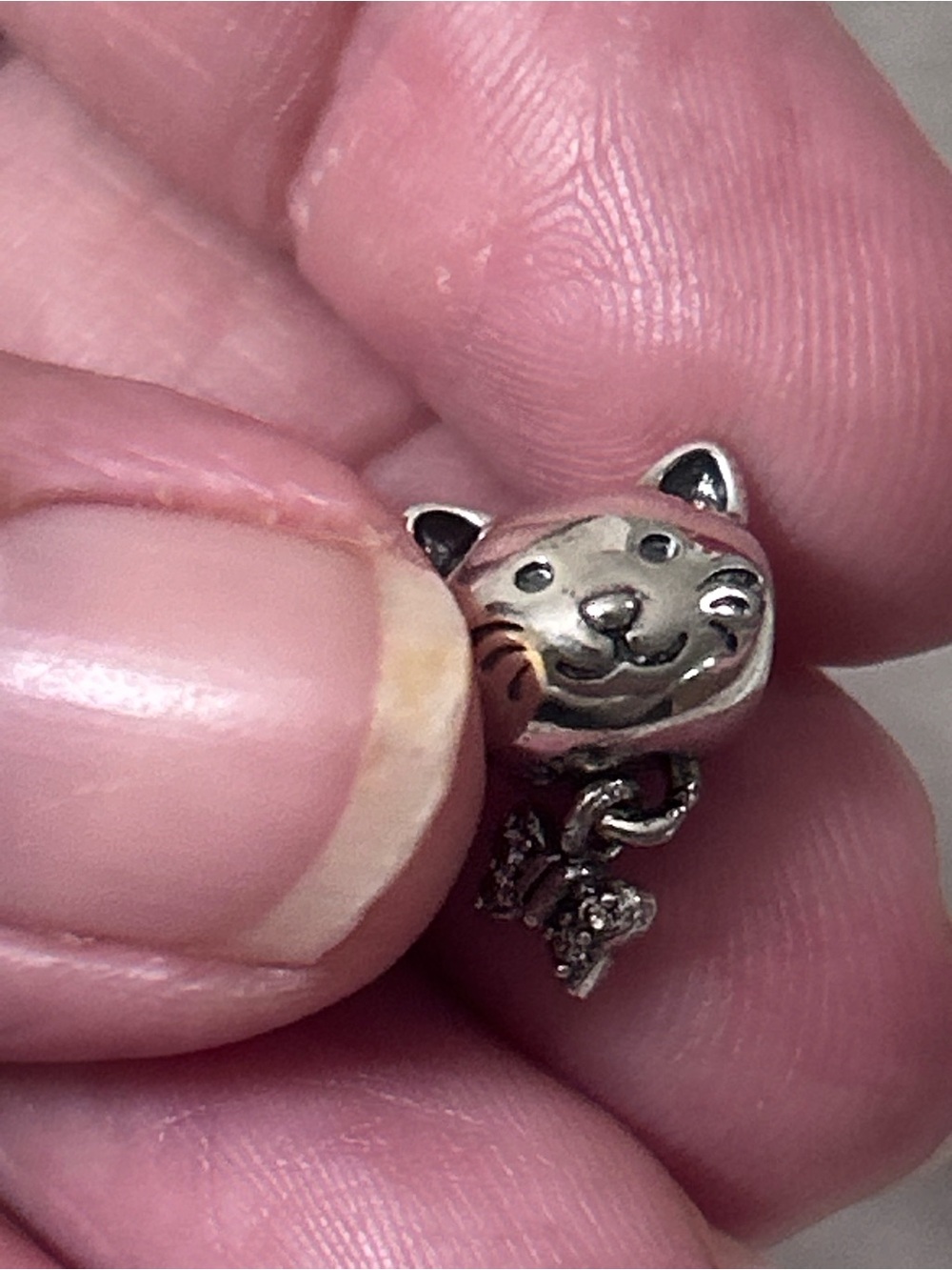 Pandora Sterling Silver Cat with Bow Charm